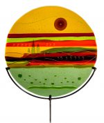 Tuscan Sun. Fused glass in wrought iron stand
