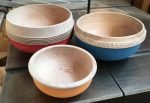 Ash bowls with carving and colour Ash bowls with carving and colour
