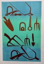 Old Suffolk tools. Lino cut