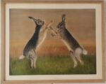 Mad March Hares! 52x42cm Original piece, framed under Art Glass for ultimate protection from UV damage. Pencil and pastel on pastelmat paper.