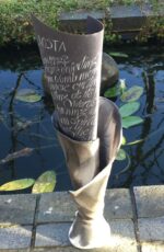Poempot with poem in lettering by Eleanor Glover, poem 'Hosta' by Christina Buckton