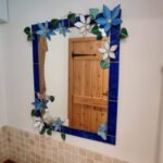 Spinnaker Glass Blue Flowers Mirror