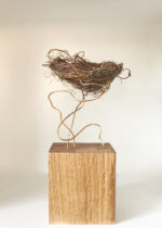 Hedgerow nest Sculpture made with repurposed electrical wire
