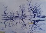 Water meadows in flood chine colle solar print