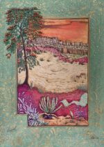 Dreaming of Desert Park pigments and gold leaf on wasli paper 40x30cm
