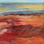 View over Dunwich Heath mixed media on card