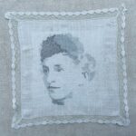 Alice - Handstitched onto vintage linen