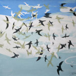 Sea Gulls Flying High (Silk screen, 40 x 40cm)