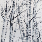 Birch Trees Mono - ink and watercolor