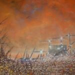 Landscape with nuclear glow, Sizewell,Suffolk. Oil on Canvas.
