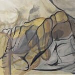watercolour "figure on rocks"