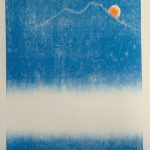 Bay of Naples Moonrise 2024 Woodcut 45 x 30 cms