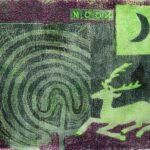 ‘New Moon, Hart and Labyrinth’, print and stitch on fabric