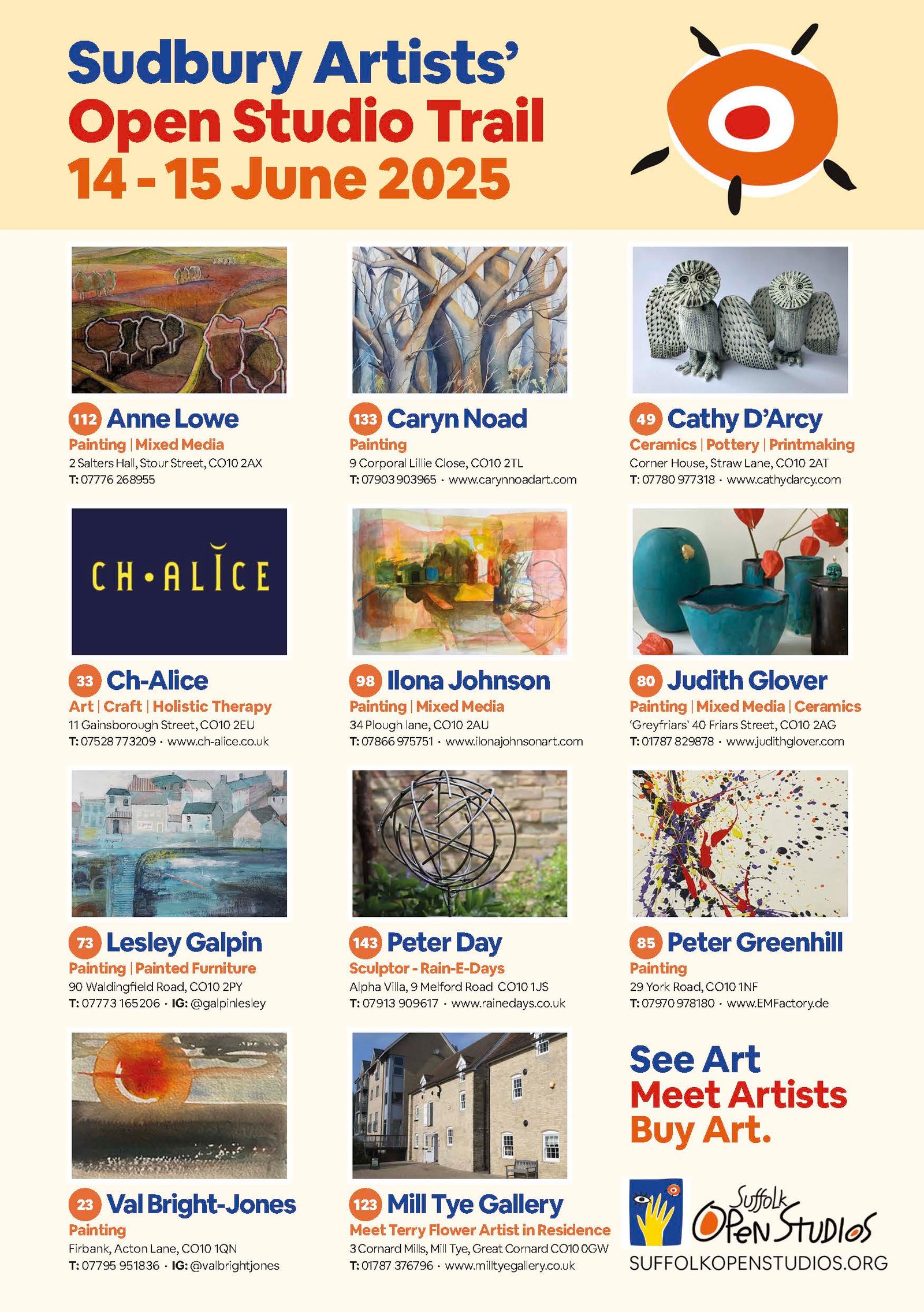 Art Trail leaflet showing participants details