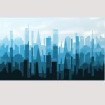 Skyline Blues - Ink on canvas