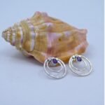Argentium silver sea ripple earrings amethyst