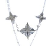 Hand formed silver three flower necklace