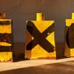 3 bud vases with bold brushed decoration 3 bud vases with bold brushed decoration