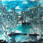 The Wonky Woods 60cm x 60cm ink on aluminium