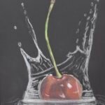 Cherry drop in coloured pencil