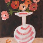 Brown Scissors: Acrylic & mixed media wood panel framed 48cm x 58cm