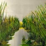 Green Grow the Rushes 70cm x 50cm ink on aluminium