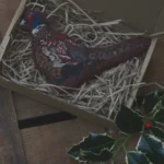 Embroidered pheasant Christmas tree decorations