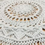 A macrame rug close up. A macrame rug close up.