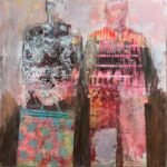 'I love a pattern clash'. Acrylic on canvas. 100x100cms.